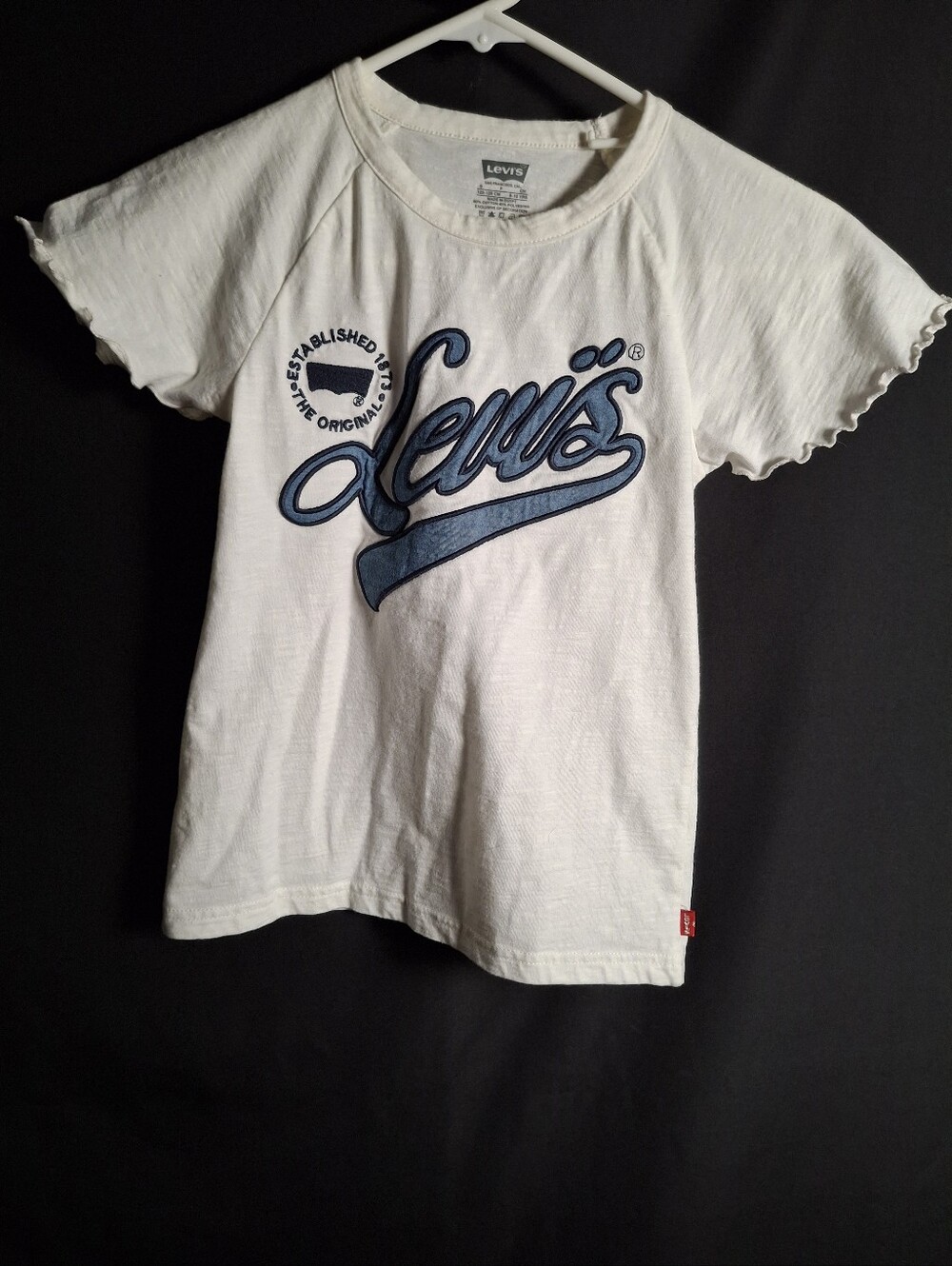 Levi's White Short Sleeve Tee with Blue Script Logo